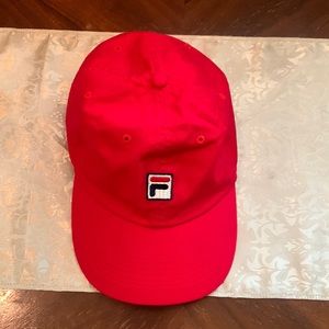 Red fila hat